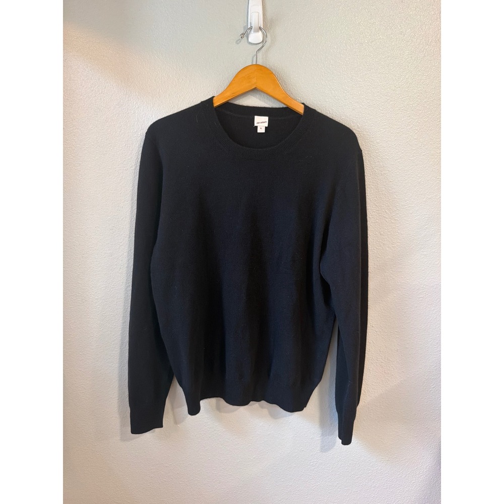 State Cashmere Sweater Men XL Black 100% Premium Cashmere Crew Neck Pullover